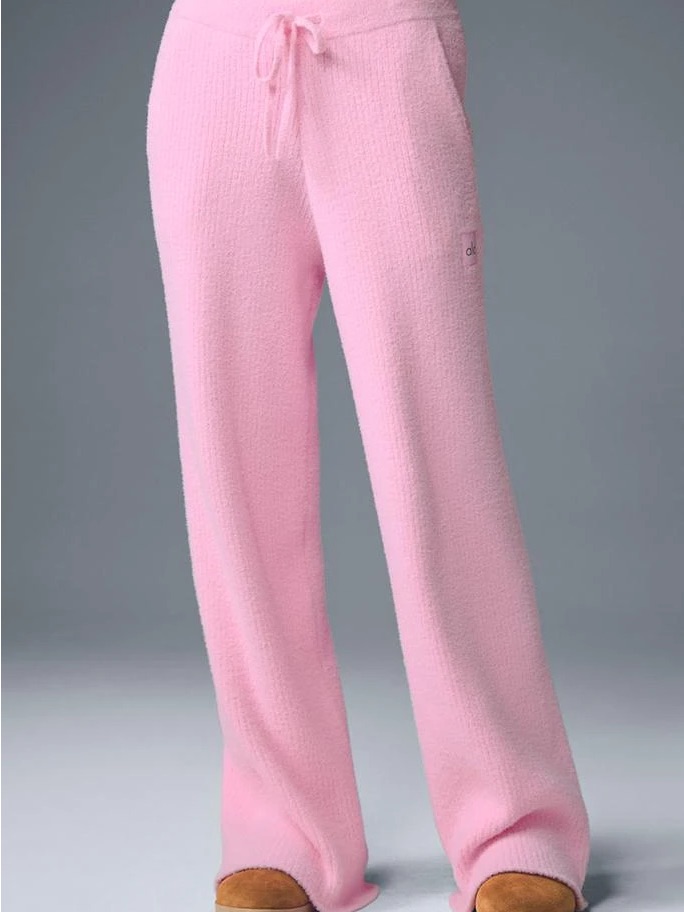 Alo Pink Snuggle Up Sweater High-Waist Wide Leg Pant